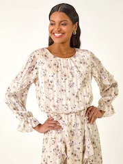 Roman Floral Print Frill Dobby Dress - Imagem 4 de 5