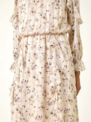 Roman Floral Print Frill Dobby Dress - Imagem 5 de 5