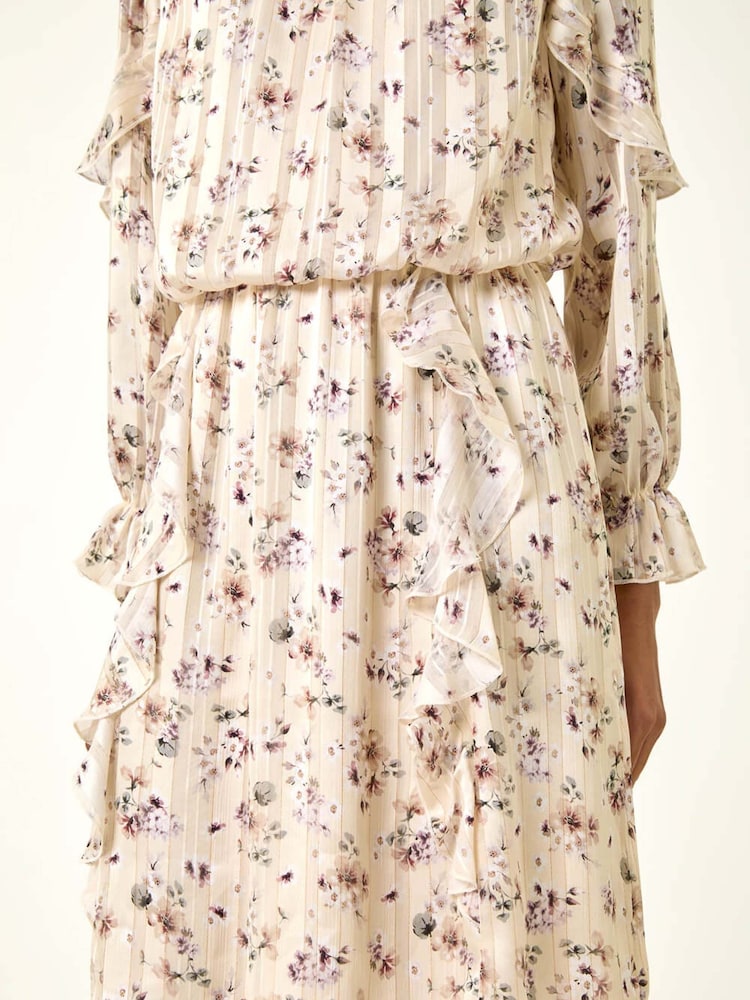 Roman Floral Print Frill Dobby Dress - Imagem 5 de 5