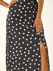 Roman Black Spot Print Sweetheart Midi Dress - Image 5 of 5