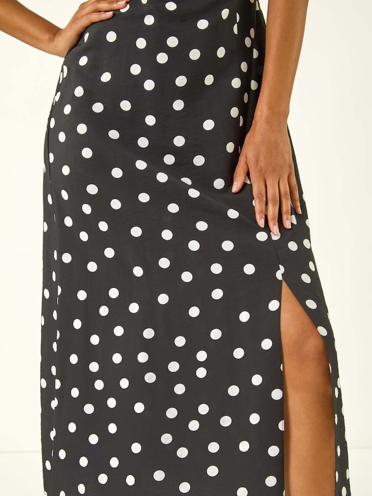 Roman Black Spot Print Sweetheart Midi Dress - Image 5 of 5
