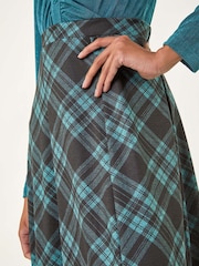 Roman Blue Panelled Check Midi Skirt - Image 5 of 5