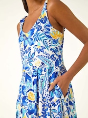 Vestido Midi com estampa Roman Floral Print e alças finas - Imagem 3 de 5