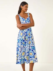 Vestido Midi com estampa Roman Floral Print e alças finas - Imagem 5 de 5