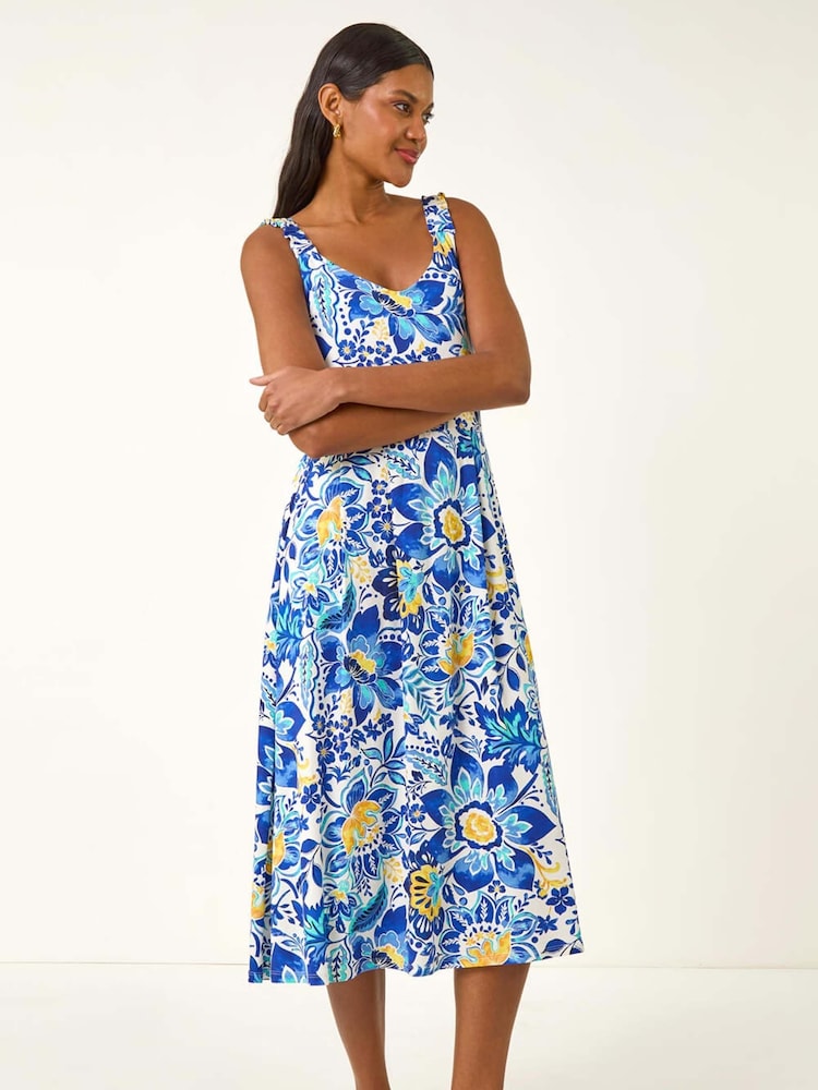 Vestido Midi com estampa Roman Floral Print e alças finas - Imagem 5 de 5