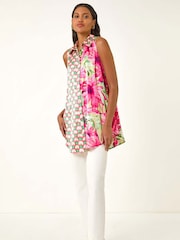 Roman Pink Mix & Match Print Longline Blouse - Image 2 of 5