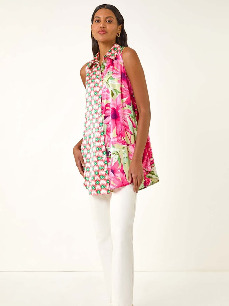 Roman Pink Mix & Match Print Longline Blouse - Image 2 of 5