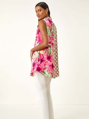 Roman Pink Mix & Match Print Longline Blouse - Image 3 of 5