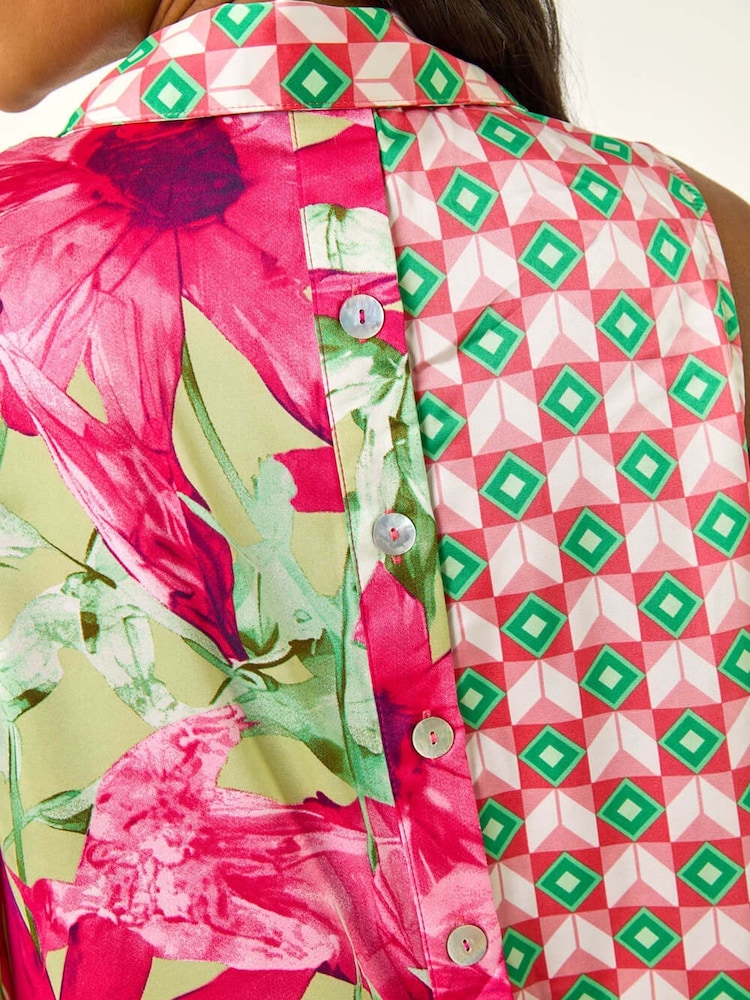 Roman Pink Mix & Match Print Longline Blouse - Image 5 of 5