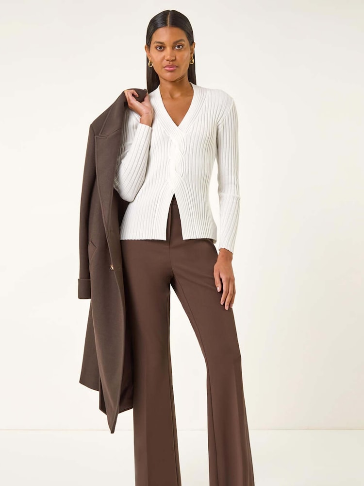 Roman Brown Bootcut Leg Stretch Trousers - Image 2 of 5