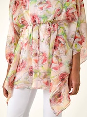 Roman Floral Print Kimono Tunic Top - Imagem 5 de 5