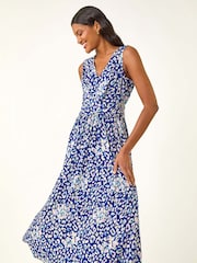 Roman Blue Animal Print Midi Dress - Image 1 of 5