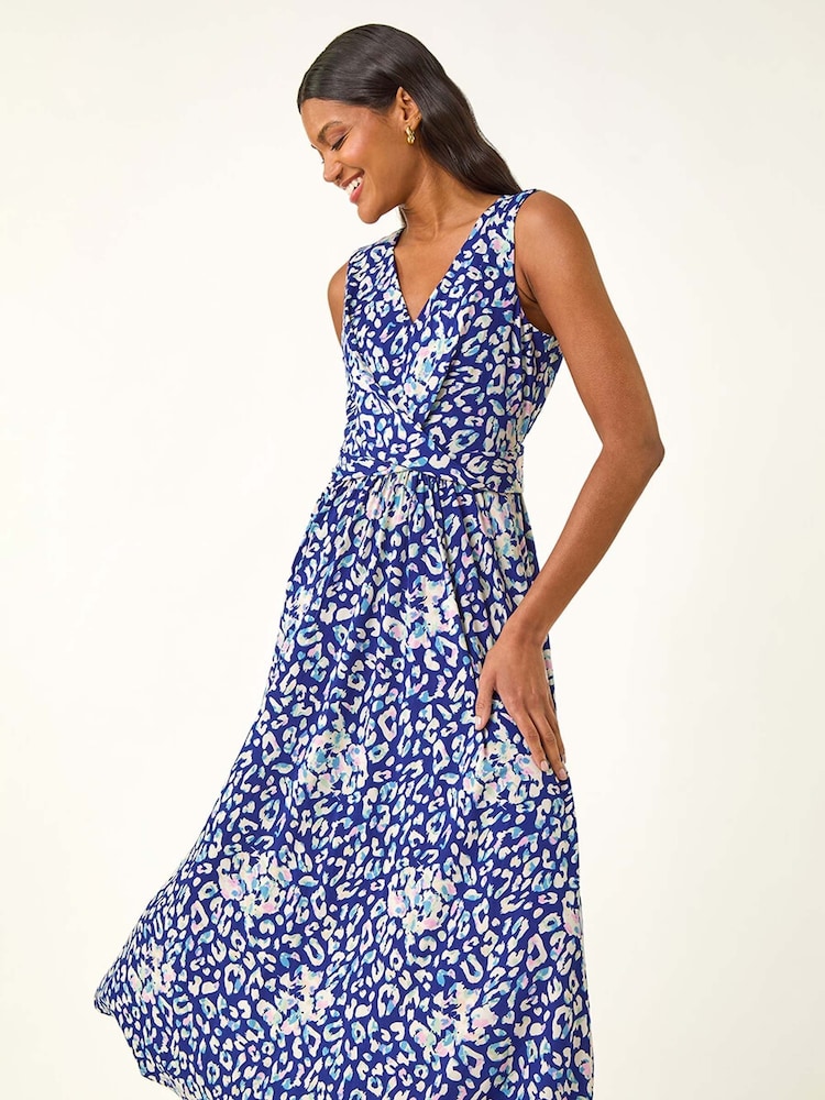Roman Blue Animal Print Midi Dress - Image 1 of 5