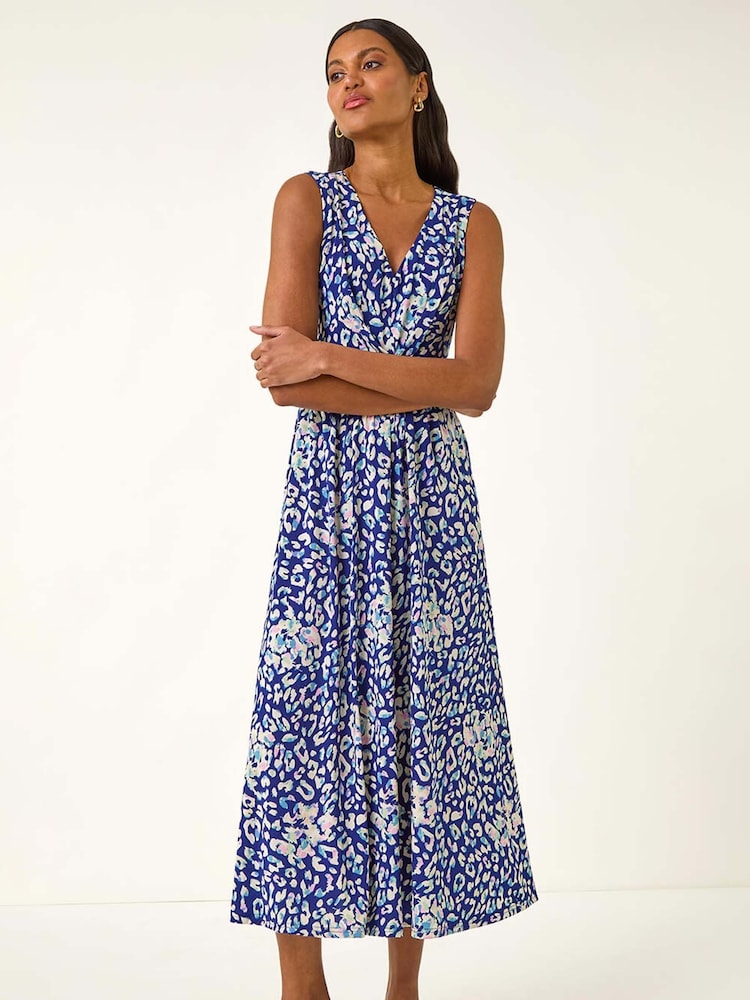 Roman Blue Animal Print Midi Dress - Image 2 of 5