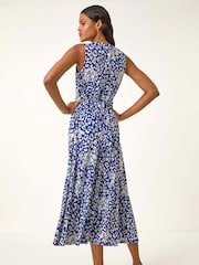 Roman Blue Animal Print Midi Dress - Image 3 of 5