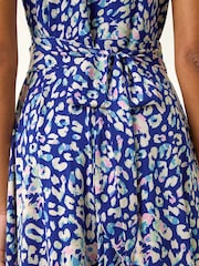 Roman Blue Animal Print Midi Dress - Image 5 of 5