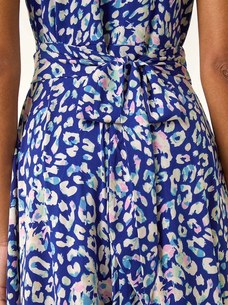 Roman Blue Animal Print Midi Dress - Image 5 of 5