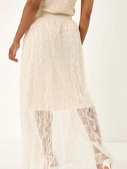 Roman Natural Textured Mesh Skirt - Image 3 of 5