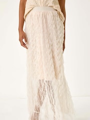 Roman Natural Textured Mesh Skirt - Image 4 of 5