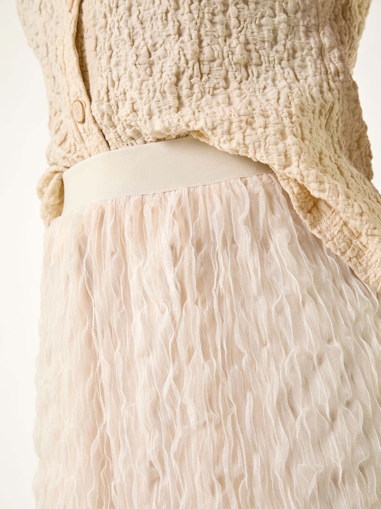 Roman Natural Textured Mesh Skirt - Image 5 of 5