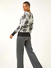 Roman Floral Print V-Neck Knit Jumper - Imagem 2 de 5