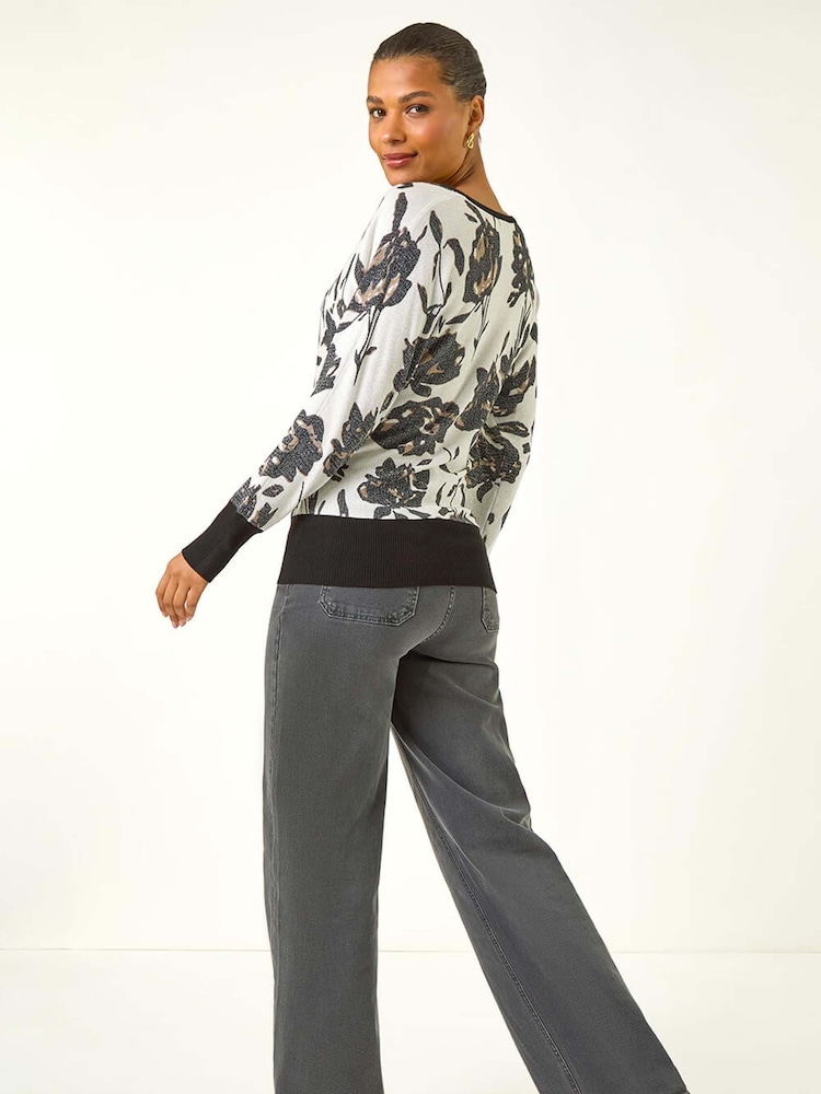 Roman Floral Print V-Neck Knit Jumper - Imagem 2 de 5