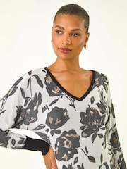 Roman Floral Print V-Neck Knit Jumper - Imagem 3 de 5