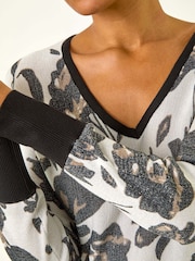 Roman Floral Print V-Neck Knit Jumper - Imagem 4 de 5