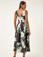 Roman Floral Print Motif Premium Stretch Midi Dress - Imagem 3 de 5