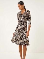 Vestido Romana Stretch com estampa Animal Print e detalhe de anel - Imagem 2 de 5