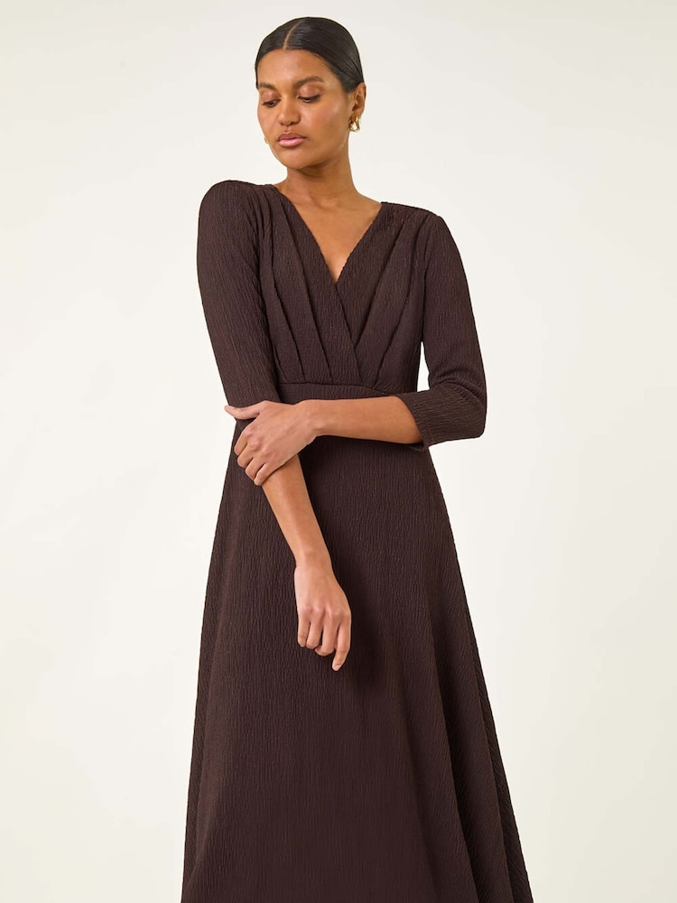 brown midi wrap dress Buy Roman Brown Textured Wrap Midi Dress from Next USA