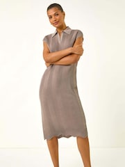 Roman Natural Textured Zig Zag Knit Midi Dress - Image 2 of 5