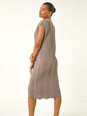 Roman Natural Textured Zig Zag Knit Midi Dress - Image 3 of 5