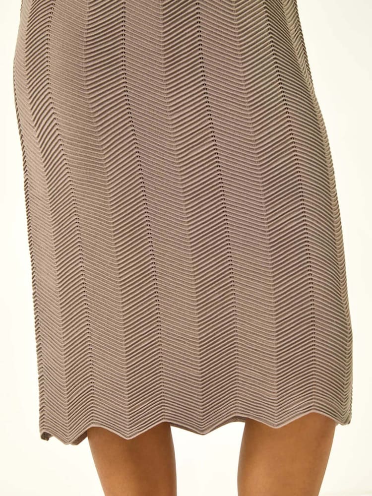 Roman Natural Textured Zig Zag Knit Midi Dress - Image 5 of 5