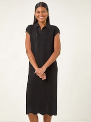 Roman Black Textured Zig Zag Knit Midi Dress - Image 1 of 5