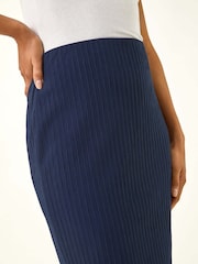 Roman Blue Cable Textured Stretch Pencil Skirt - Image 5 of 5
