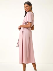 Roman Pink Tie Waist Wide Leg Jumpsuit - Image 2 of 5