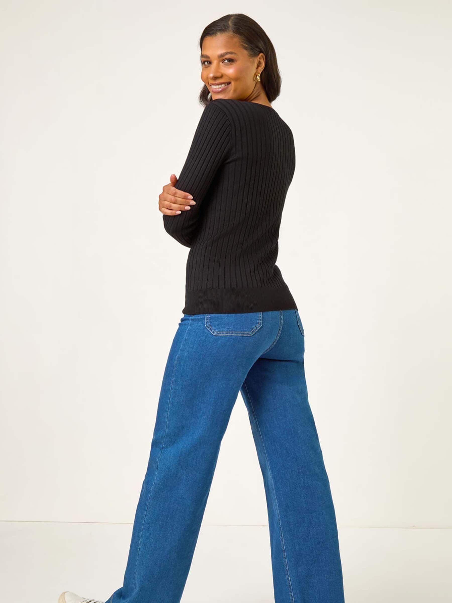 Buy Roman Black V-Neck Ribbed Knit Jumper from Next USA