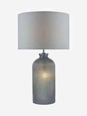 Dar Lighting Grey Glass Polished Chrome Pamplona Table Lamp - Image 2 of 5