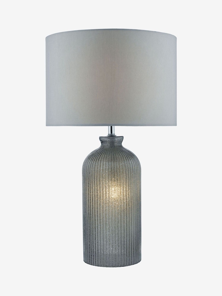 Dar Lighting Grey Glass Polished Chrome Pamplona Table Lamp - Image 2 of 5