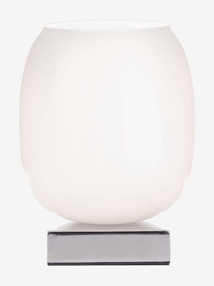 Dar Lighting Polished Chrome White Glass Dino Touch Table Lamp - Image 1 of 2