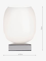 Dar Lighting Polished Chrome White Glass Dino Touch Table Lamp - Image 2 of 2