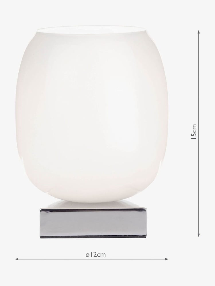 Dar Lighting Polished Chrome White Glass Dino Touch Table Lamp - Image 2 of 2