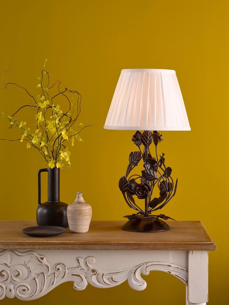 Dar Lighting Matt Black Brushed Bronze Priscilla Table Lamp - Image 1 of 8