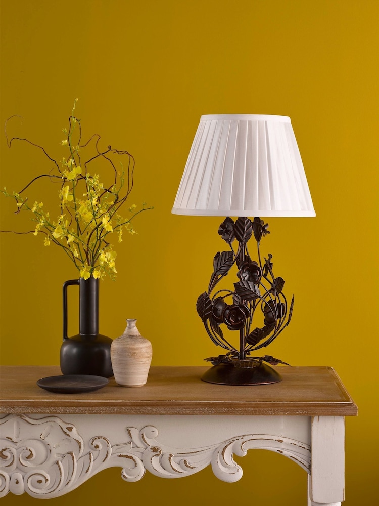Dar Lighting Matt Black Brushed Bronze Priscilla Table Lamp - Image 2 of 8