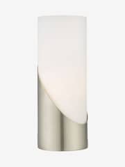 Dar Lighting Satin Nickel Opal Glass Faris Touch Table Lamp - Image 1 of 2