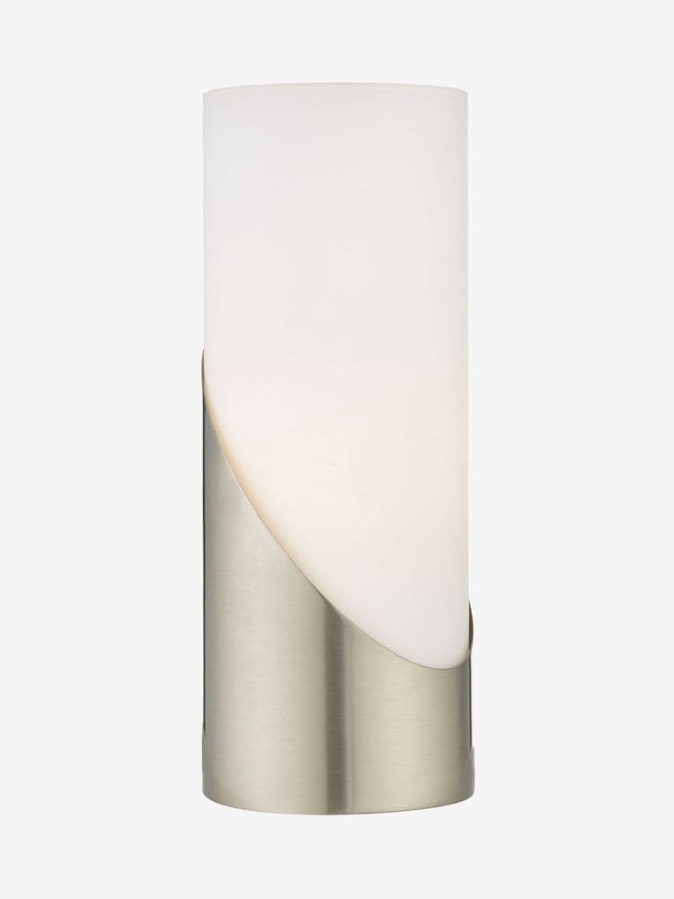 Dar Lighting Satin Nickel Opal Glass Faris Touch Table Lamp - Image 1 of 2 Dar Lighting Satin Nickel Opal Glass Faris Touch Table Lamp - Image 1 of 2