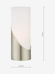 Dar Lighting Satin Nickel Opal Glass Faris Touch Table Lamp - Image 2 of 2