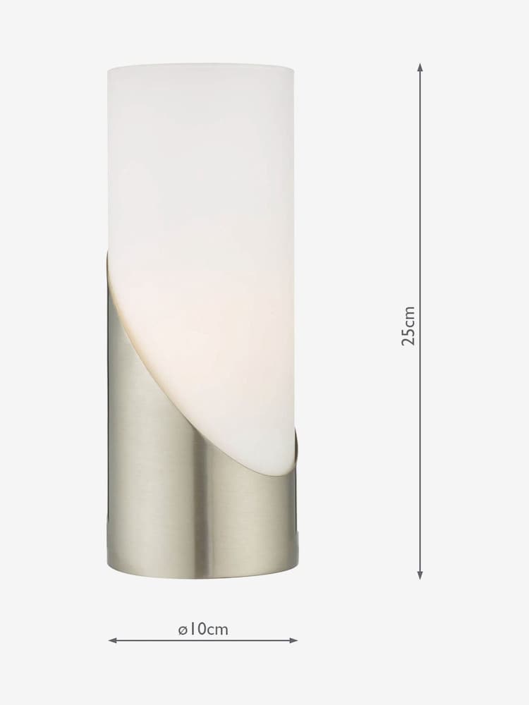 Dar Lighting Satin Nickel Opal Glass Faris Touch Table Lamp - Image 2 of 2 Dar Lighting Satin Nickel Opal Glass Faris Touch Table Lamp - Image 2 of 2