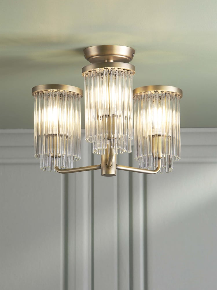 Laura Ashley Brass Hilcote 3 Light Semi Flush - Image 1 of 6